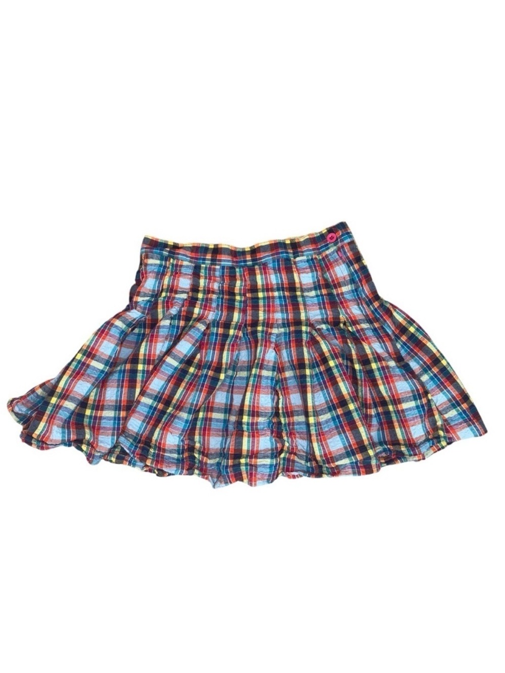 Plaid Seersucker Multicolor Pleated Women's Mini Skirt